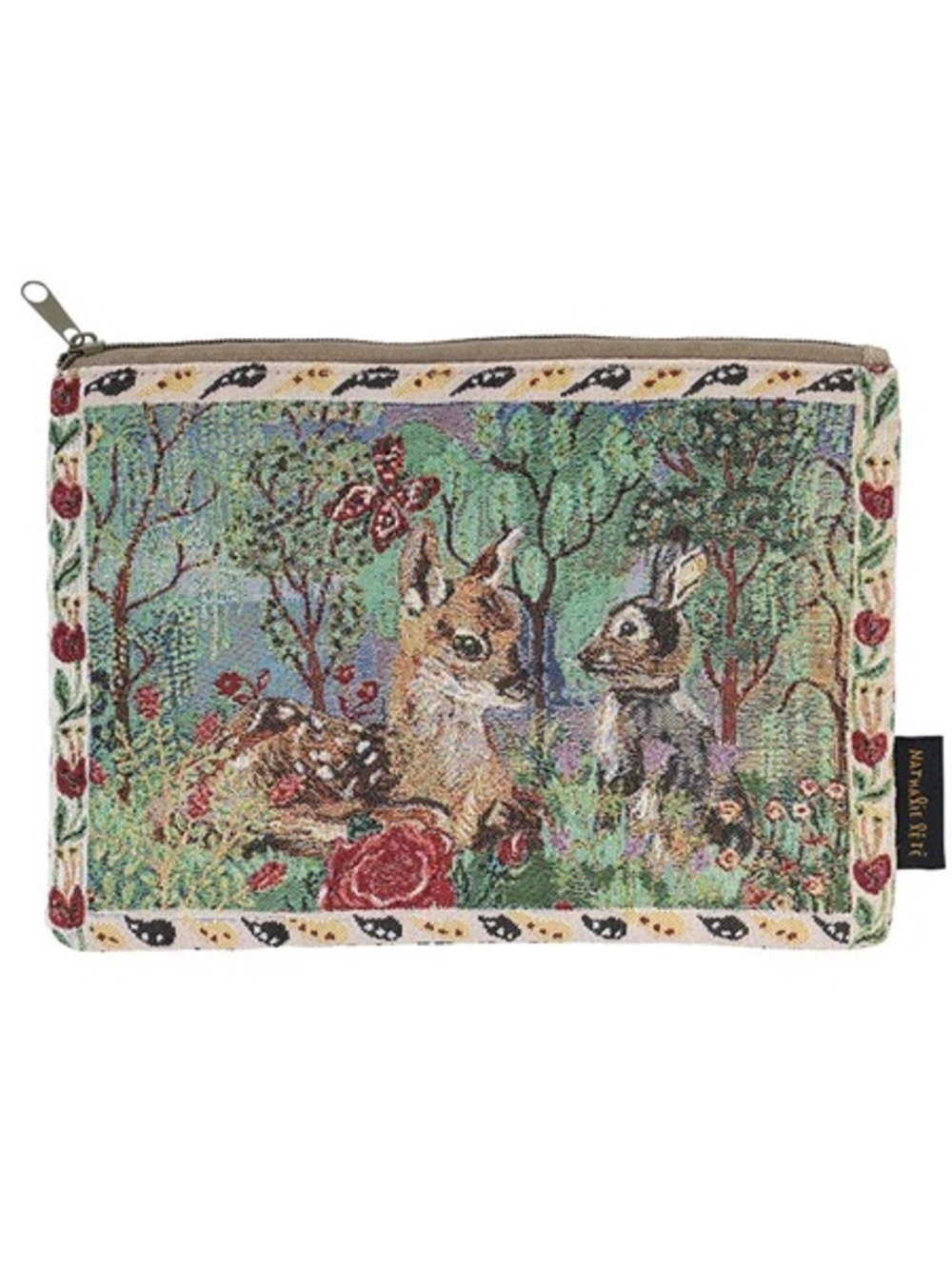 Nathalie Lete! Tapastry Zip Up pouch! Authentic Original. Gobelins fabric! Deer!